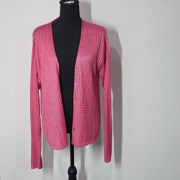 Ellen Tracy / Linda Allard Pink Cardigan Sweater - Picture 1 of 11